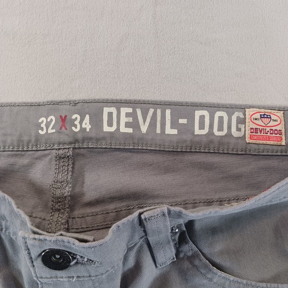 Devil-Dog Dungarees Mens Pants Size 32x34 Gray Casual Chinos Trousers - Picture 4 of 9